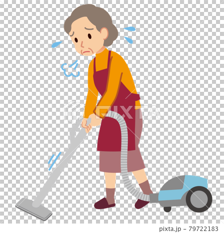 疲れた表情の高齢者 掃除機 疲れた表情の高齢者 掃除機 79722183