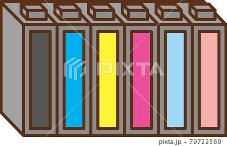 インクカートリッジ 6色のイラスト素材