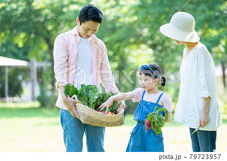 家族 農業体験 親子 ファミリーイメージ 79723957