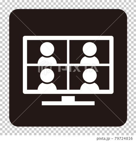 Simple icon for 4-split online meeting on desktop computer 79724816
