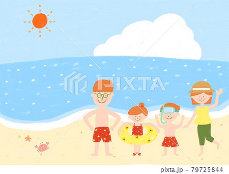 家族で海水浴へ 家族で海水浴へ 79725844