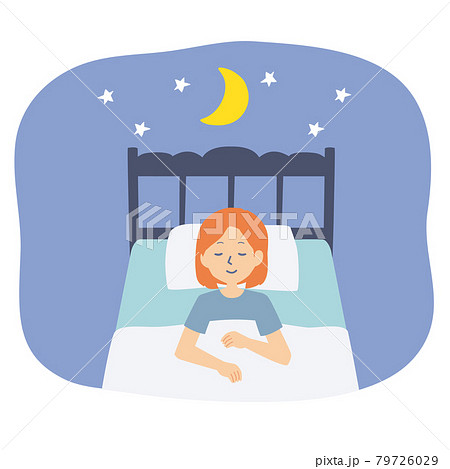 ぐっすり眠る女性のイラスト 79726029