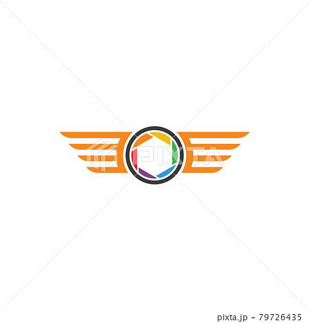 camera shutter and wings icon and logo of drone concept illustration camera shutter and wings icon and logo of drone concept illustration 79726435
