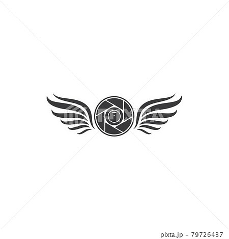 camera shutter and wings icon and logo of drone concept illustration 79726437