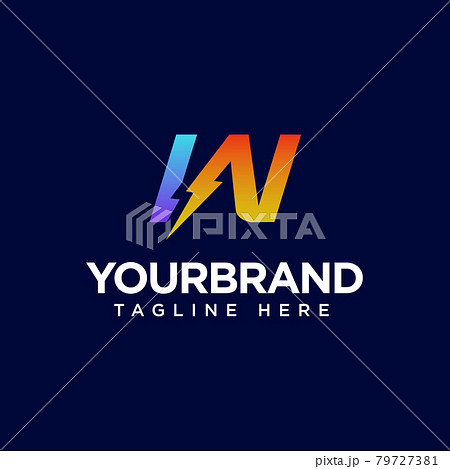Initial W Logo With Thunderbolt Lighting. Alphabet Suitable for Fast, Power, Flash, Electric, Identity, etc 79727381