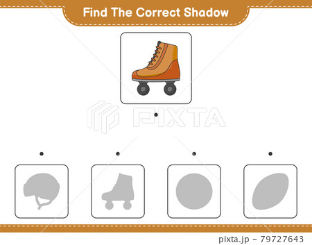 Find the correct shadow. Find and match the correct shadow of Roller Skate. Educational children game, printable worksheet, vector illustration Find the correct shadow. Find and match the correct shadow of Roller Skate. Educational children game, printable worksheet, vector illustration 79727643