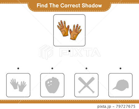 Find the correct shadow. Find and match the correct shadow of Golf Gloves. Educational children game, printable worksheet, vector illustration Find the correct shadow. Find and match the correct shadow of Golf Gloves. Educational children game, printable worksheet, vector illustration 79727675