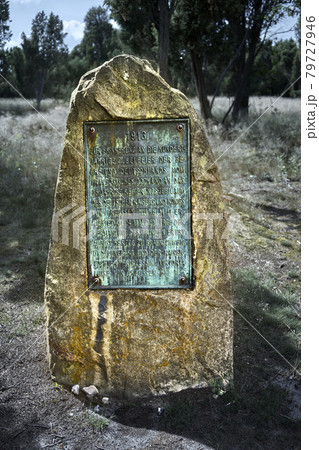 Memorial stone with a metal plate with German inscription from 1913 in memory of the victory over France 79727946