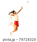 Geometric polygonal professional badminton player, jumping smash 79728320