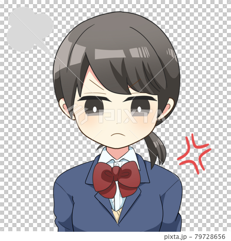 女子生徒　バストアップイラスト 怒る 79728656