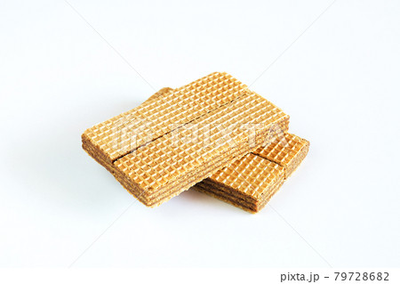 Wafers with chocolate on white background. food health. 79728682