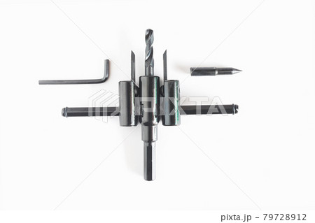 Adjustable hole saw circle cutter with pilot drill bit. Adjustable hole saw circle cutter with pilot drill bit. 79728912