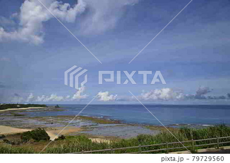 奄美大島の海と夏雲 79729560