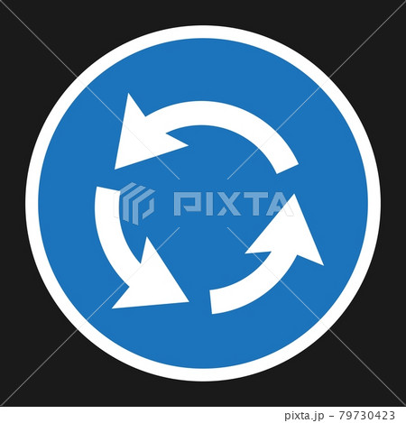 Roundabout Circulation sign flat icon 79730423