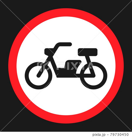 No motorcycle prohibition sign flat icon 79730450