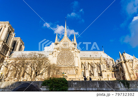 パリ　ノートルダム大聖堂　南のバラ窓　※大規模火災前撮影 79732302