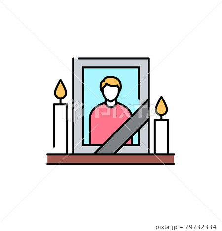 Mourning photo frame line color icon. Religion. Sign for web page 79732334