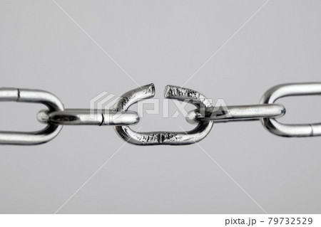Broken silver metal chain, concept of freedom. 79732529