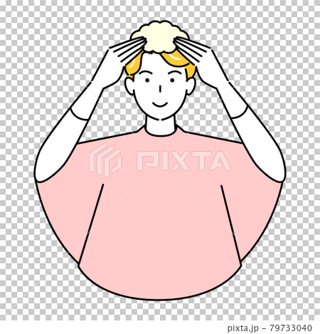 ヘアケア 泡タイプの白髪染めでセルフカラーをしている可愛い男性 イラスト シンプル ベクター ヘアケア 泡タイプの白髪染めでセルフカラーをしている可愛い男性 イラスト シンプル ベクター 79733040
