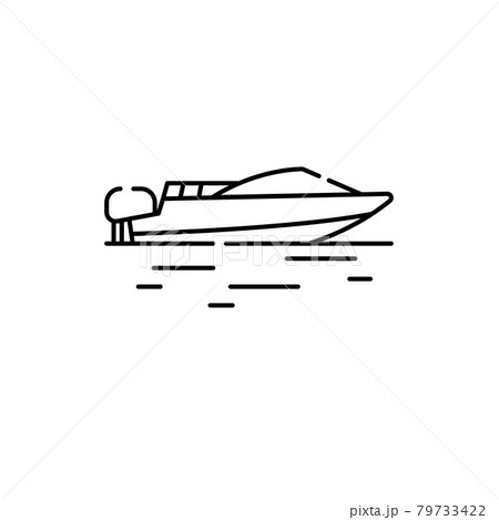 Motorboat line icon. Isolated vector element. Motorboat line icon. Isolated vector element. 79733422