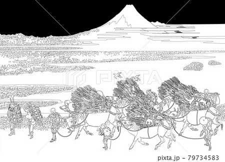 葛飾北斎イメージ駿州大野新田線黒バック 葛飾北斎イメージ駿州大野新田線黒バック 79734583