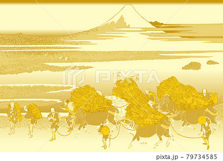 葛飾北斎イメージ駿州大野新田金 葛飾北斎イメージ駿州大野新田金 79734585