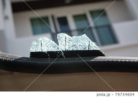 The rear window of car broke by accident The rear window of car broke by accident 79734604