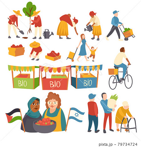 Set of flat icons people planting trees, crop Set of flat icons people planting trees, crop 79734724