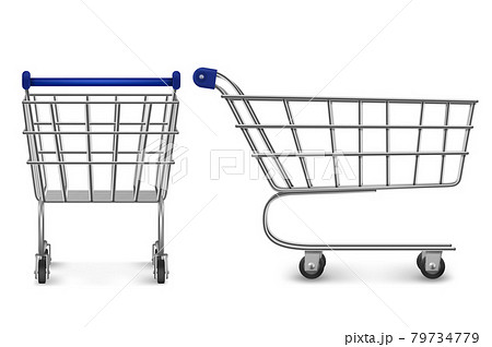 Shopping trolley top and side view, empty cart 79734779