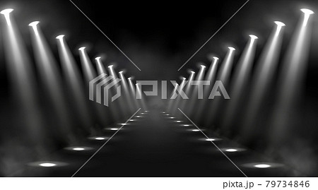 Spotlights background, glowing stage light beams Spotlights background, glowing stage light beams 79734846