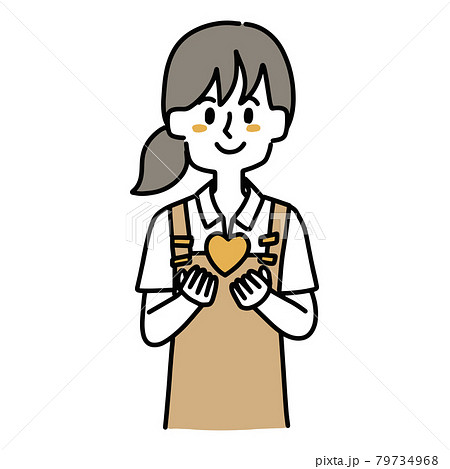 ハートを手に持っている店員のイラスト 79734968