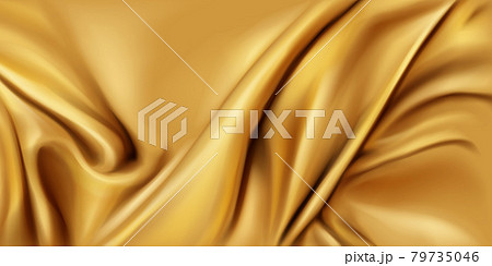Gold silk folded fabric background, luxury textile Gold silk folded fabric background, luxury textile 79735046