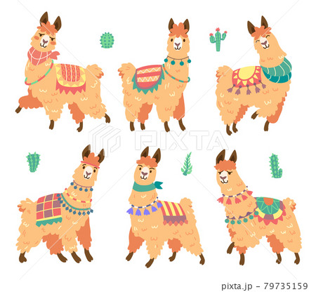 Cute alpaca character with different emotions 79735159
