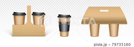 Coffee cups in kraft paper holders 79735160