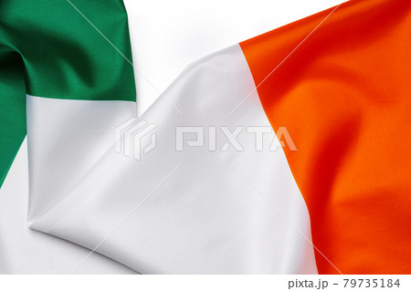 Textile national flag of Ireland close up Textile national flag of Ireland close up 79735184