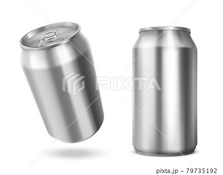Tin can with open key front and angle view, jars 79735192