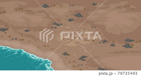 Sea beach and wasteland with dry cracked soil 79735493
