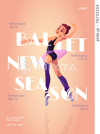 Ballet new season cartoon poster with ballerina 79735504