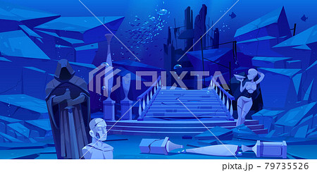 Ancient ruins, old architecture sunken under water 79735526