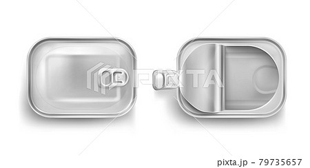Aluminium tin can for sardine in top view Aluminium tin can for sardine in top view 79735657