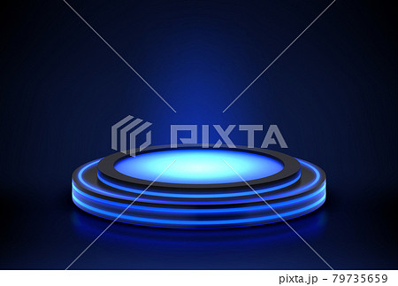 Neon podium. Empty stage for product presentation Neon podium. Empty stage for product presentation 79735659