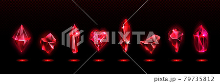Red magic crystals, glass or gem stones, heart Red magic crystals, glass or gem stones, heart 79735812
