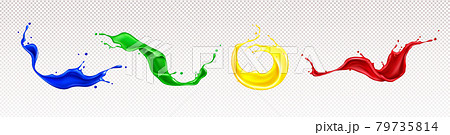 Splashes of paint with swirls and drops 79735814