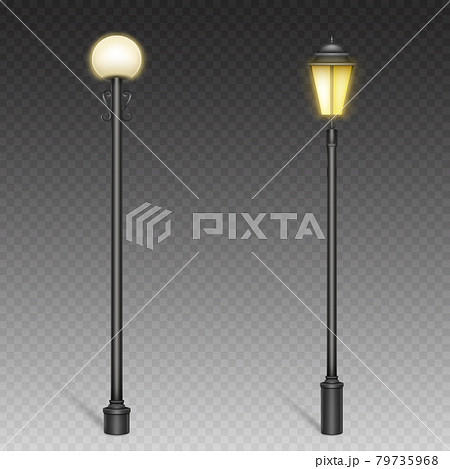 Vintage street lights, lampposts on steel poles 79735968