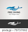 Free diver and dolphin. Freediving logo vector illustration 79737002
