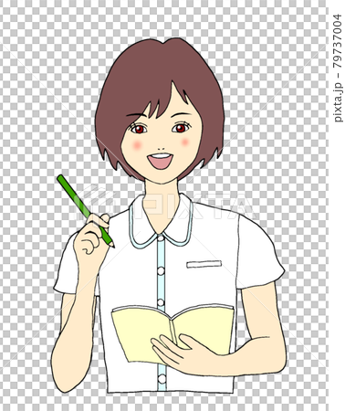 Illustration of a woman learning happily Illustration of a woman learning happily 79737004