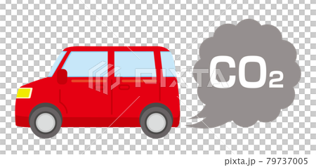 排気ガスを出す車のイラスト素材