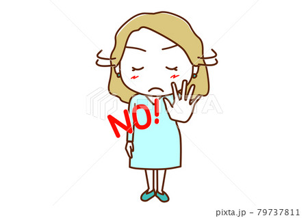 全身 正面 はっきりとnoと告げて拒絶する白人女性のイラスト素材