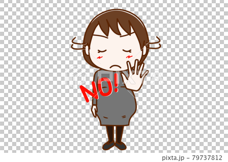＜全身・正面＞はっきりとNOと告げて拒絶する妊婦 79737812