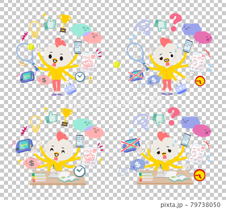 A set of bird boys doing multitasking A set of bird boys doing multitasking 79738050